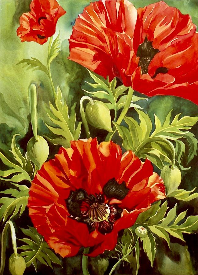 Red Poppies Painting by Alfred Ng