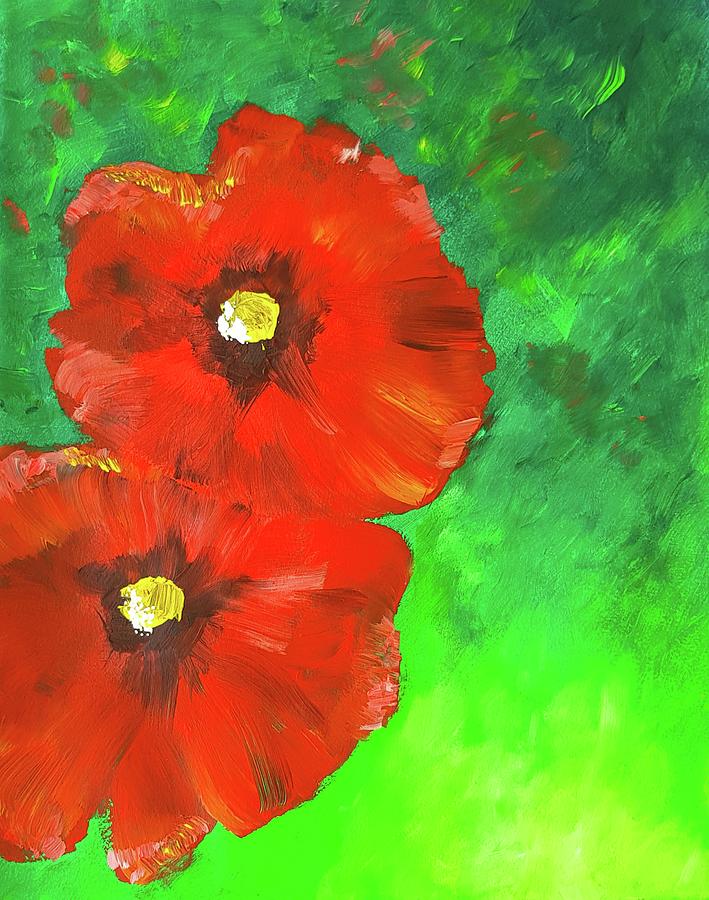 Red Poppies #1 Painting by Nicole Tang