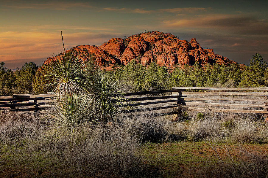 Red Rock Formation With Fence In Sedona Arizona Photograph