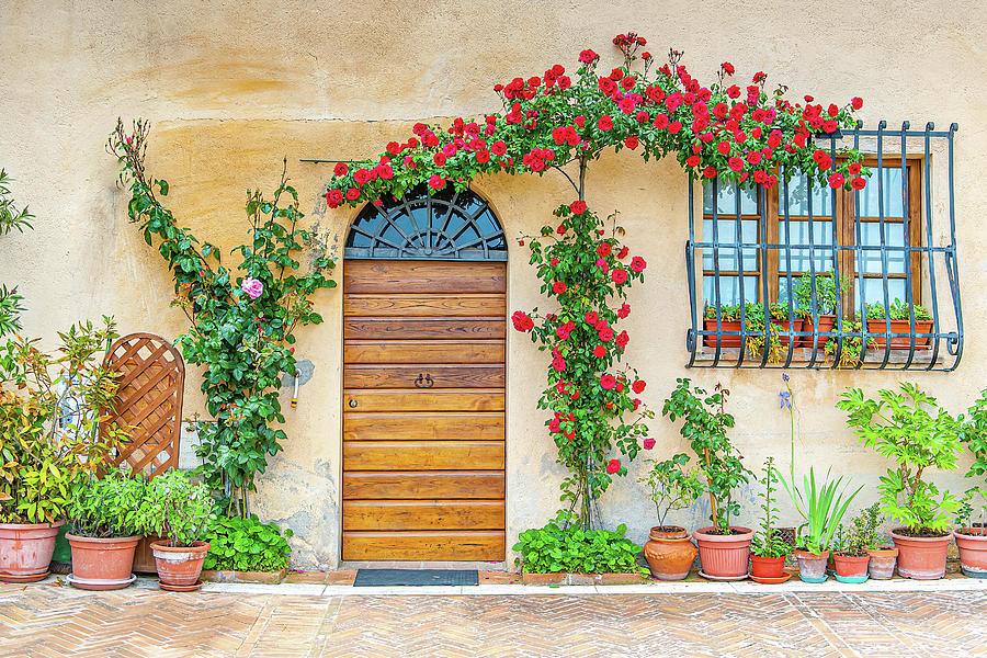 Italian Door Photograph - Red Rose Door #1 by Marla Brown