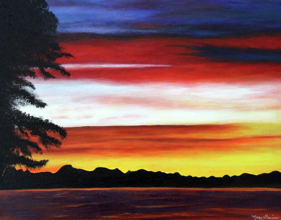 Red Sky At Morning #1 Painting by Mary Gaines