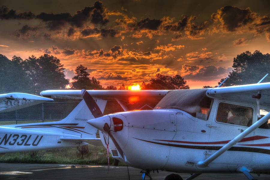 Airplane Photograph - Red Sky in Morning #2 by Phil And Karen Rispin