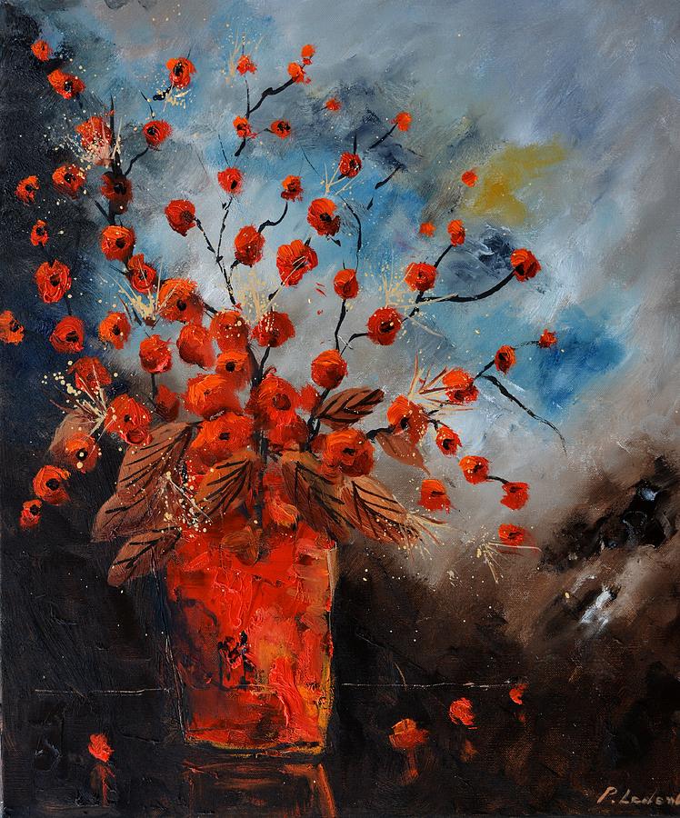 Red still life #1 Painting by Pol Ledent