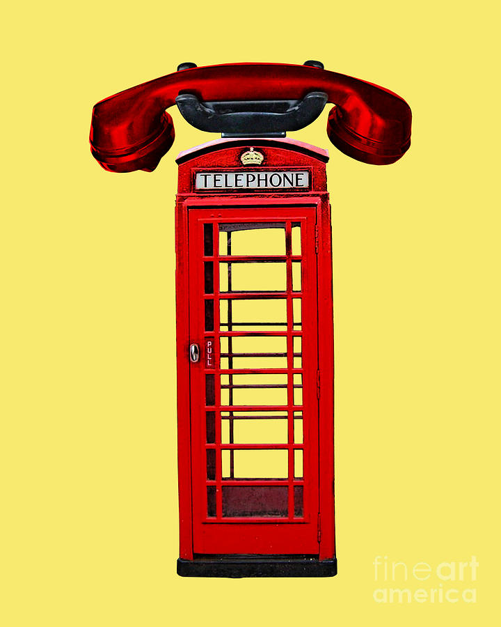 London Digital Art - Red Telephone Booth #1 by Madame Memento