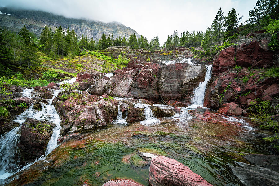 RedRock Falls waterfall in Glacier National Park along the Swift ...