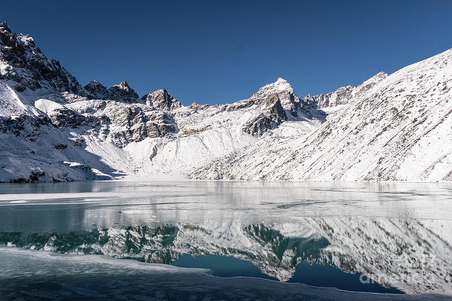 Reflection of the stunning Gokyo lake at 4800m in the Himalaya i #1 Photograph by Didier Marti