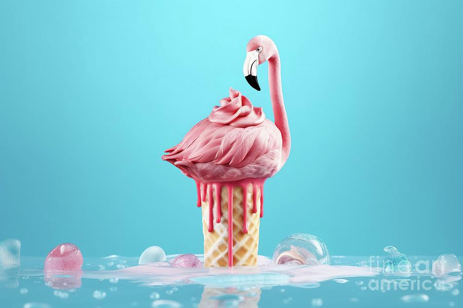 Refreshing Surreal Image Of A Pink Flamingo Cone Ice Cream Ai   1 Refreshing Surreal Image Of A Pink Flamingo Cone Ice Cream Ai Generated Joaquin Corbalan 