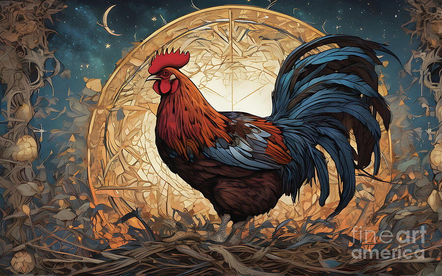 Rooster Digital Art - Regal rooster  #1 by Sen Tinel