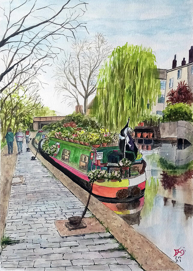 Regents Canal Toward Camden Town London #1 Painting by Francisco Gutierrez