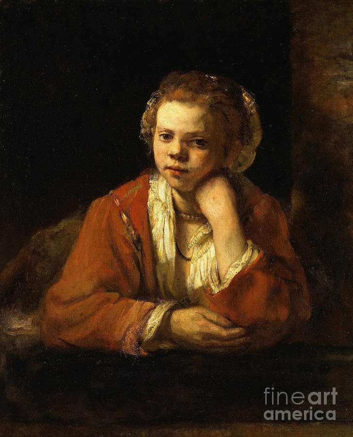 Rembrandt van Rijn - Portrait of Hendrickje Stoffels #1 Painting by Alexandra Arts