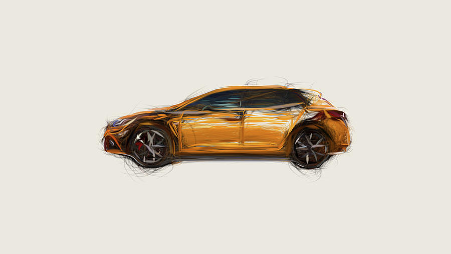 Renault Megane RS Trophy Car Drawing #1 Digital Art by CarsToon Concept