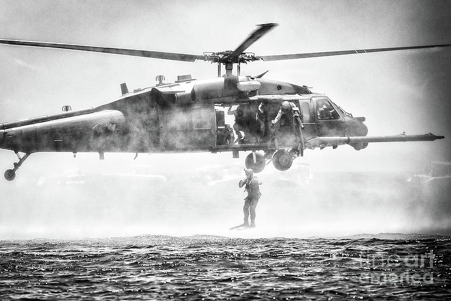 Pararescue Swimmer During Sea Rescue Photograph by Rene Triay FineArt Photos