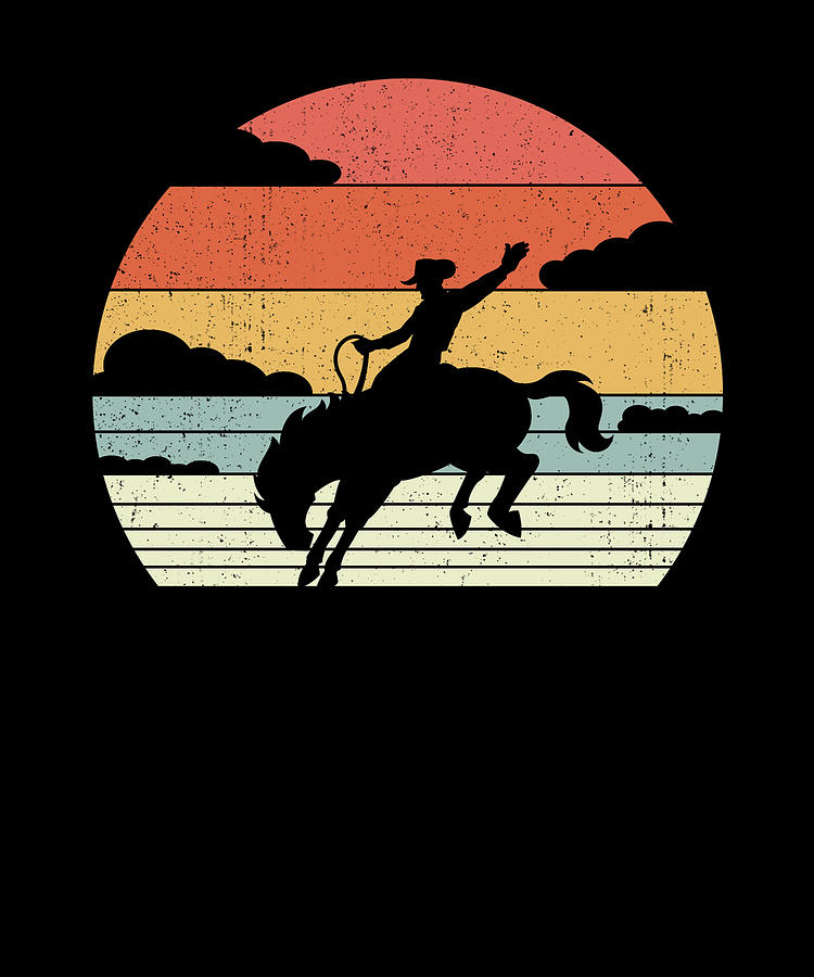 Retro Cowboy Horse Riding Vintage Rodeo Digital Art By Mercoat Ug 