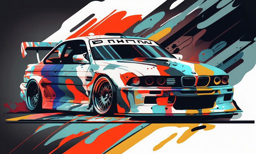 Retro Futurism BMW M3 GT2 Futuristic Art Vintage Retro Digital Art by ...