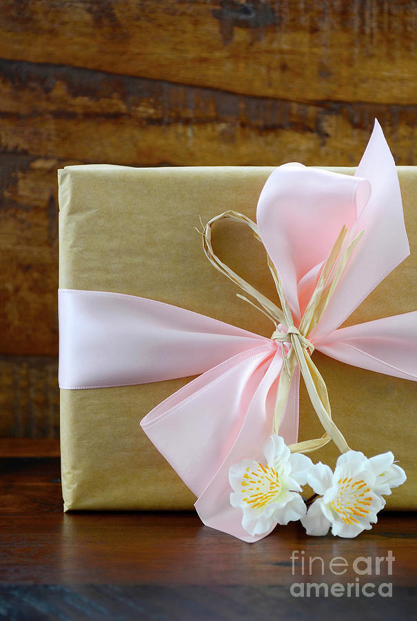 Retro style kraft paper gift.  #1 Photograph by Milleflore Images