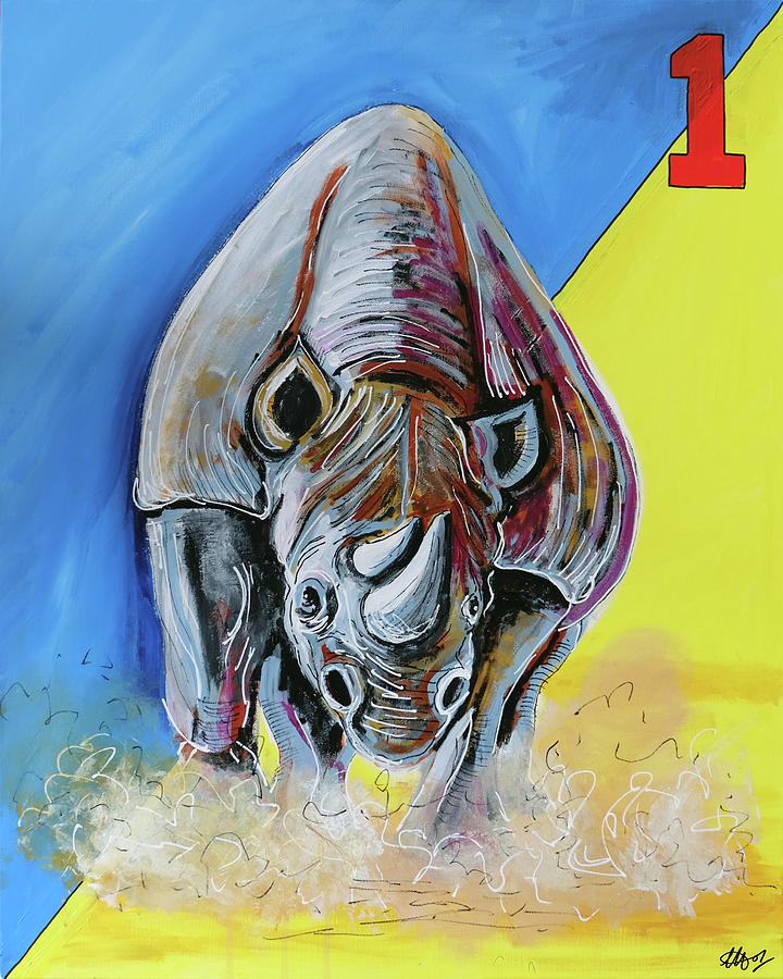 1 Rhino Painting by Laura Hol Art