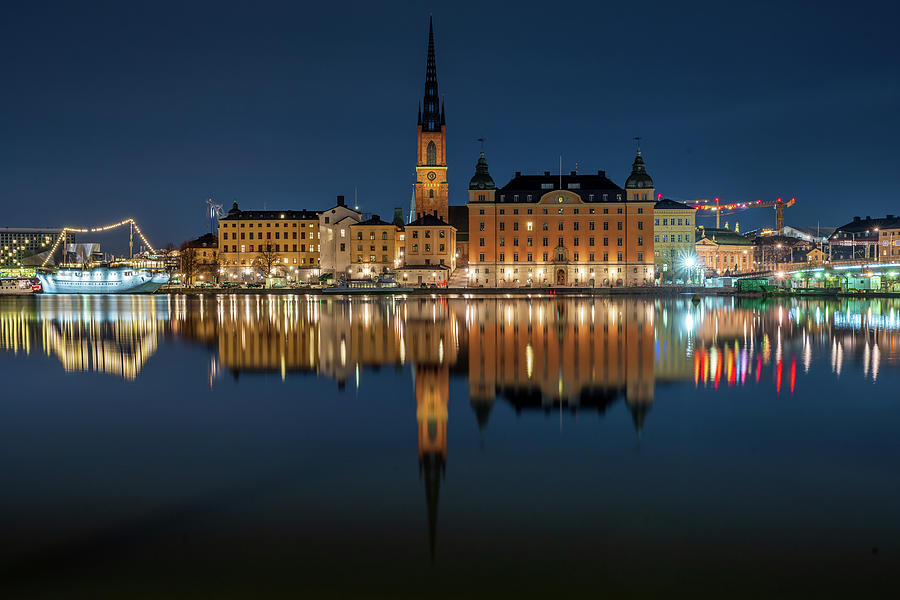 Stockholm Photograph - Riddarholmen blue hour reflection by Dejan Kostic Stockholm Photograph - Riddarholmen blue hour reflection by Dejan Kostic