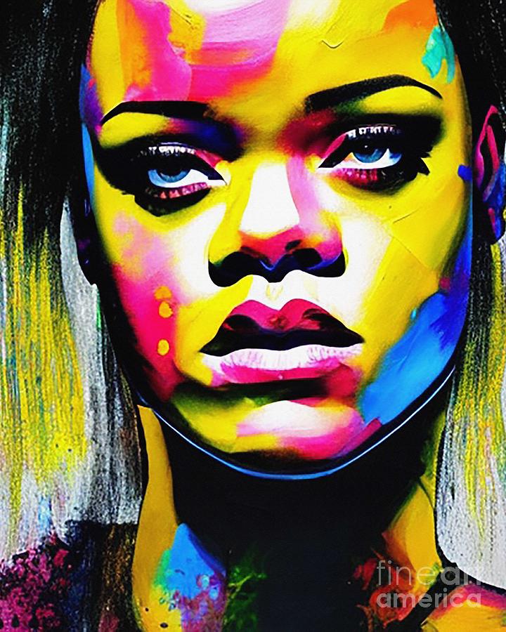 Rihanna Abstract Art Mixed Media by Lisa Von - Fine Art America