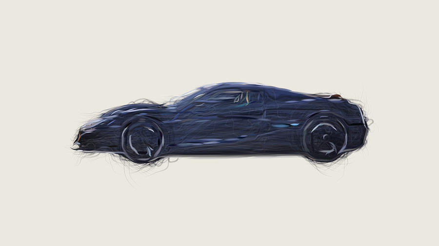 Rimac C Two Car Drawing #1 Digital Art by CarsToon Concept