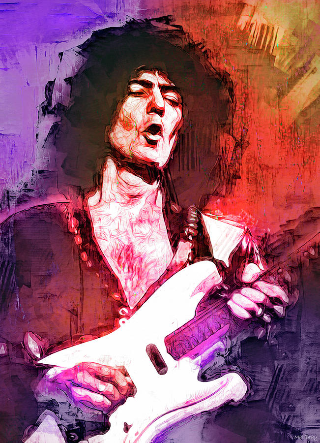 Ritchie Blackmore Guitarist #1 Mixed Media by Mal Bray