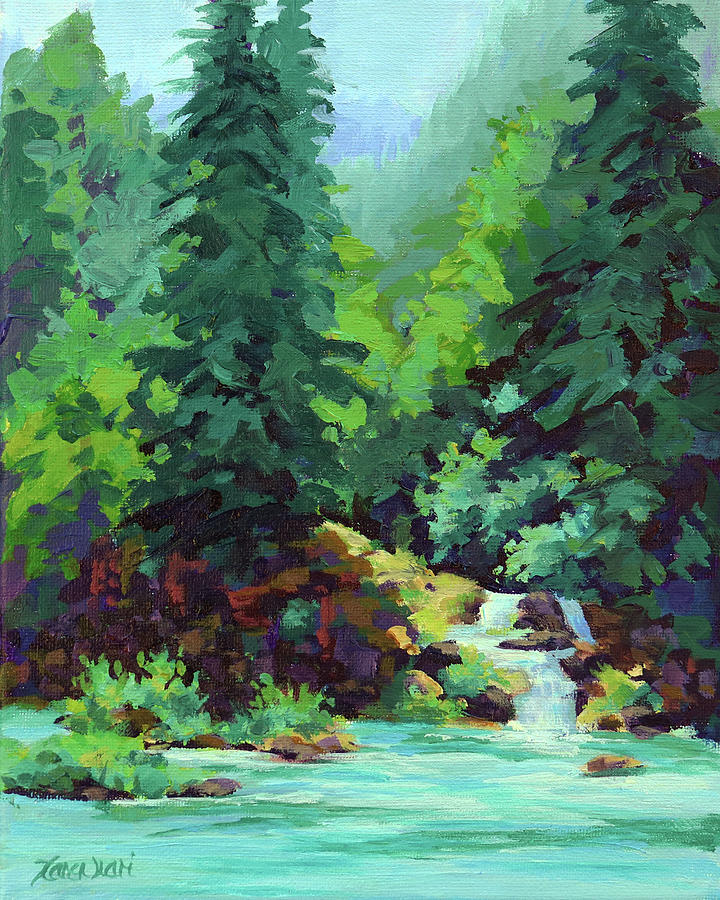 River Falls Painting by Karen Ilari