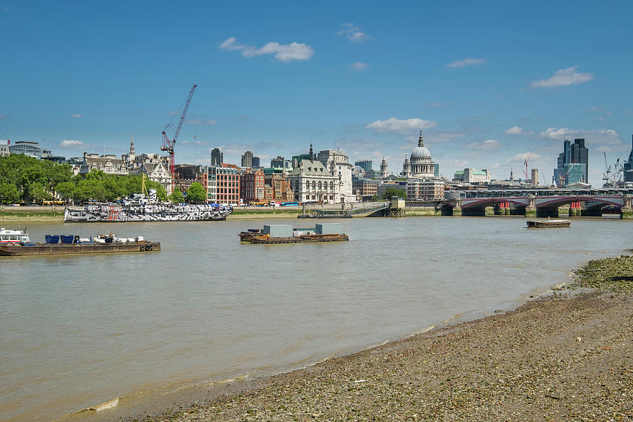 river thames with St Pauls Cathedral #1 Photograph by David L Moore