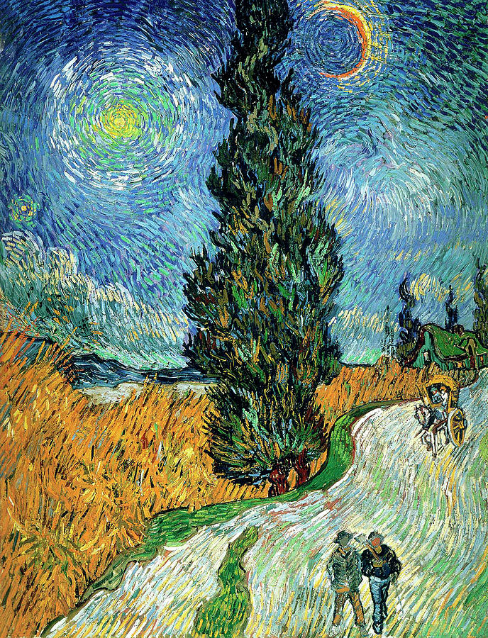 Vincent Van Gogh Painting - Road with cypresses #1 by Vincent Van Gogh