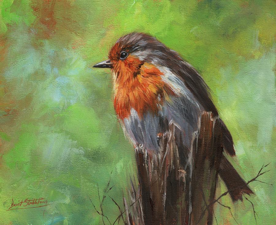 Robin #1 Painting by David Stribbling