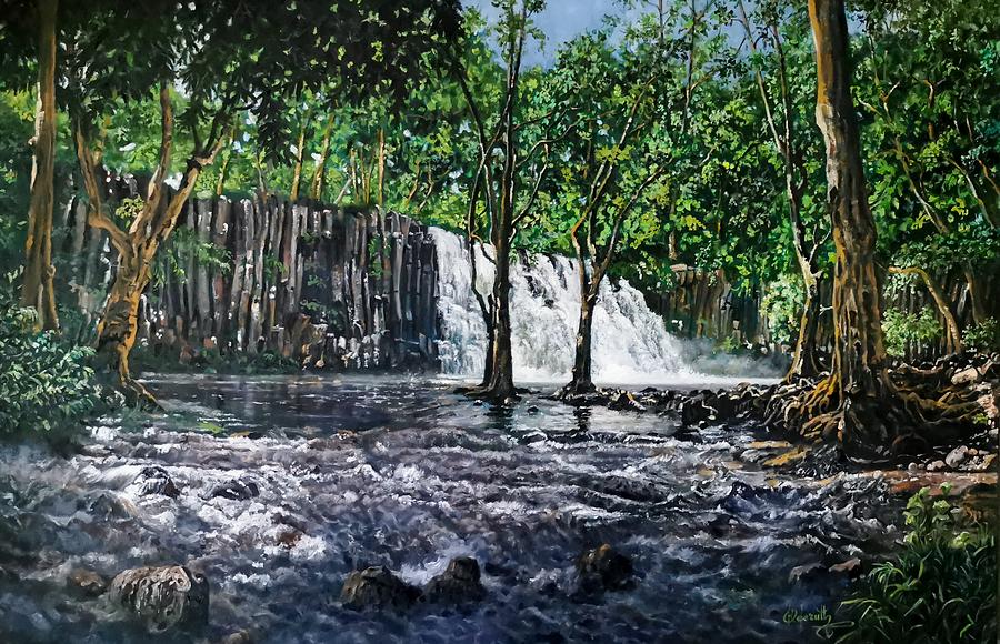 Rochester Falls, Mauritius Painting by Raouf Oderuth