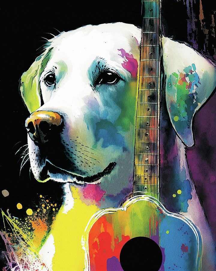 Music Painting - Rock Star Musician - Fanny Anime Labrador Retriever Dog Colorful Graphic 002 by Aryu