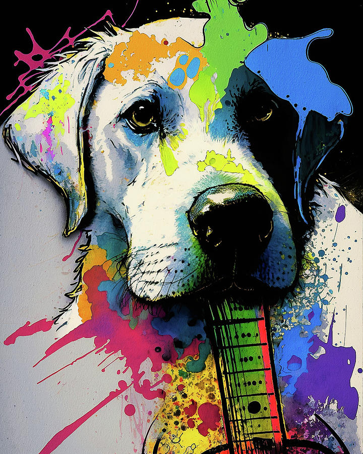 Music Painting - Rock Star Musician - Fanny Anime Labrador Retriever Dog Colorful Graphic 003 by Aryu