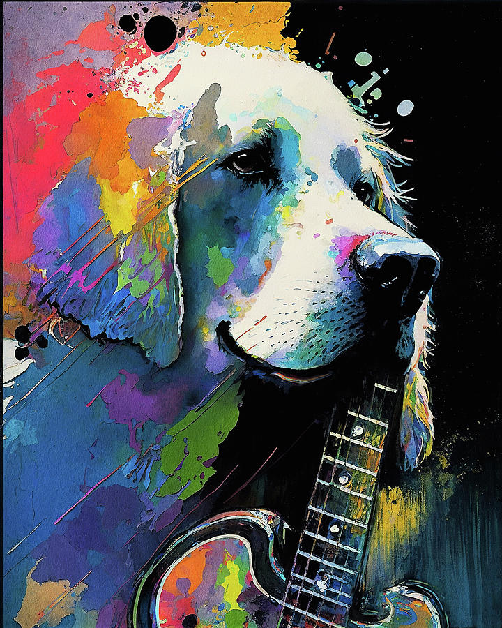Music Painting - Rock Star Musician - Fanny Anime Labrador Retriever Dog Colorful Graphic 004 by Aryu