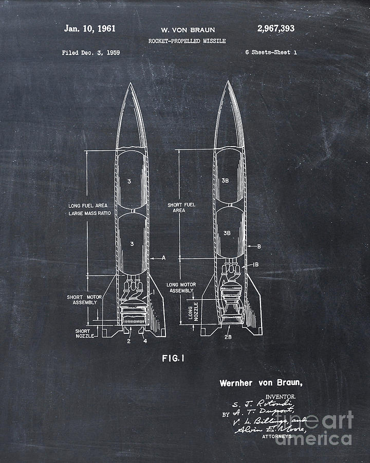 Rocket-Propelled Missile by Wernher von Braun Patent Print Digital Art ...
