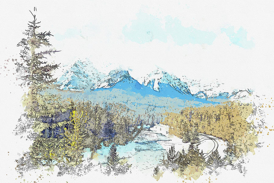 Rockies Canada ca by Ahmet Asar Asar Studios  #1 Painting by Celestial Images