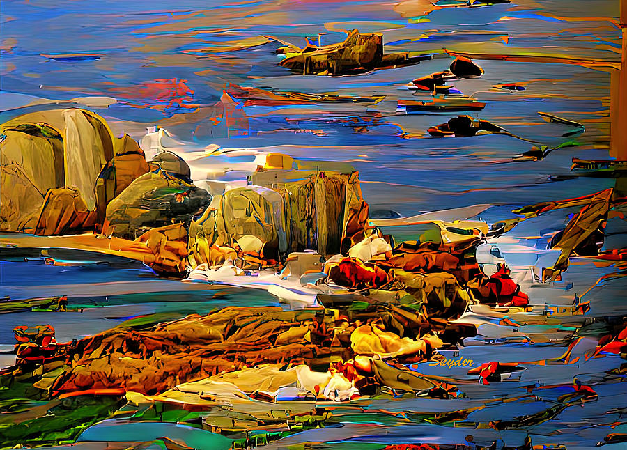 Rocky Beach At Lovers Point Looking At Monterey Detail Ai Digital Art