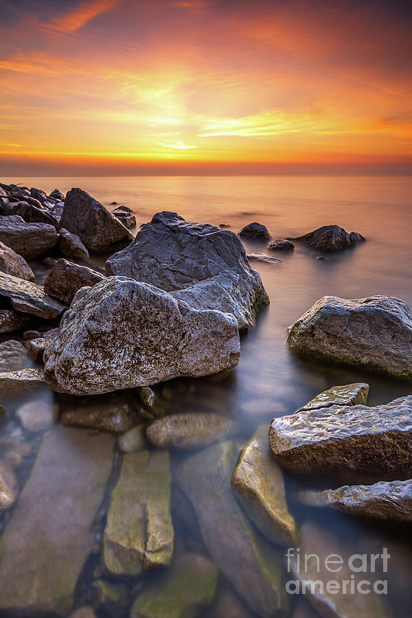 Lake Michigan Photograph - Rocky Morning #1 by Andrew Slater