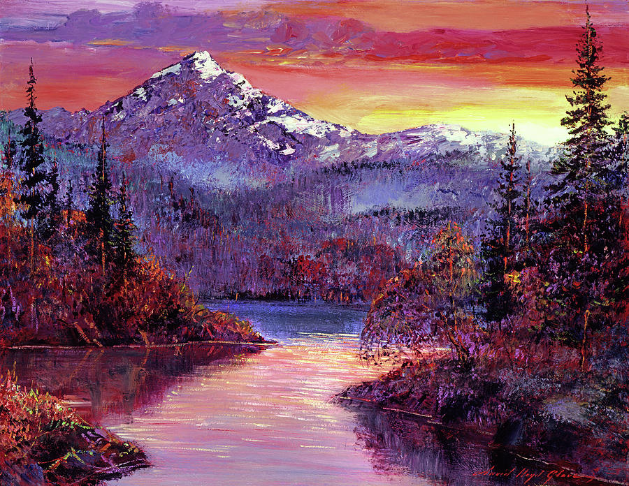 Rocky Mountain Sunset #1 Painting by David Lloyd Glover