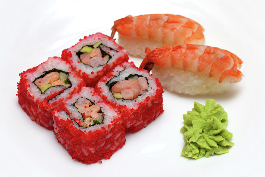 Rolls And Sushi On Plate #1 Photograph by Mikhail Kokhanchikov