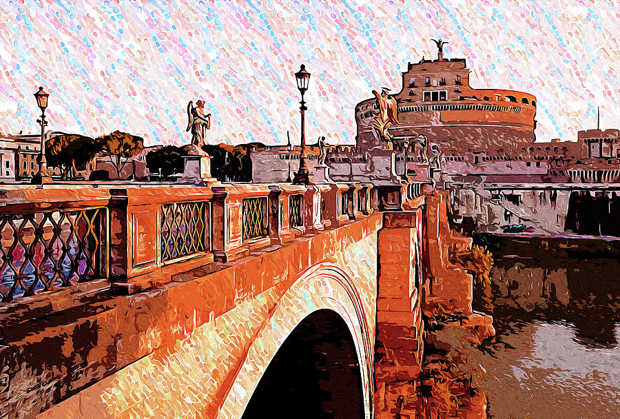 Rome, Mausoleum of Hadrian - 15 #2 Painting by AM FineArtPrints