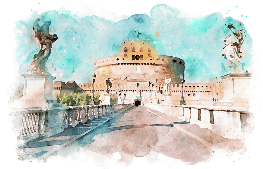 Rome, Mausoleum of Hadrian - 16 #1 Painting by AM FineArtPrints