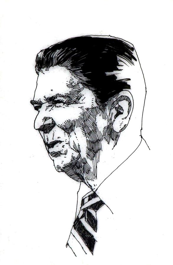 Ronald Reagan Drawing by Allan Phillips Fine Art America