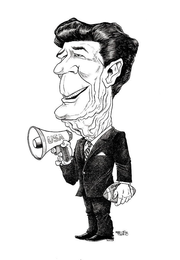 Ronald Reagan #1 Drawing by Mike Scott