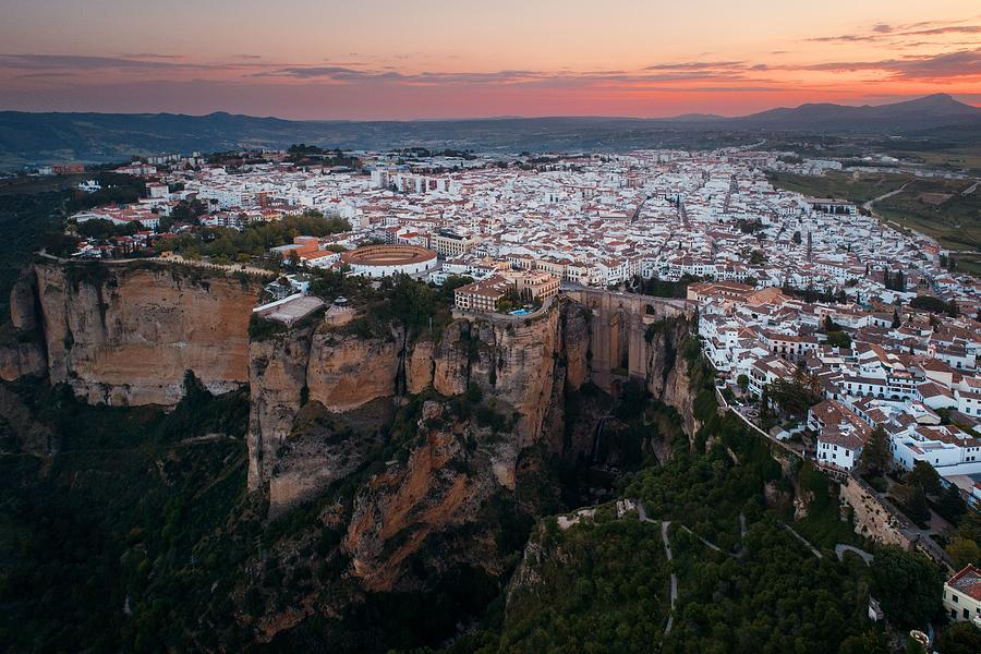 Ronda aerial view sunrise #1 Photograph by Songquan Deng