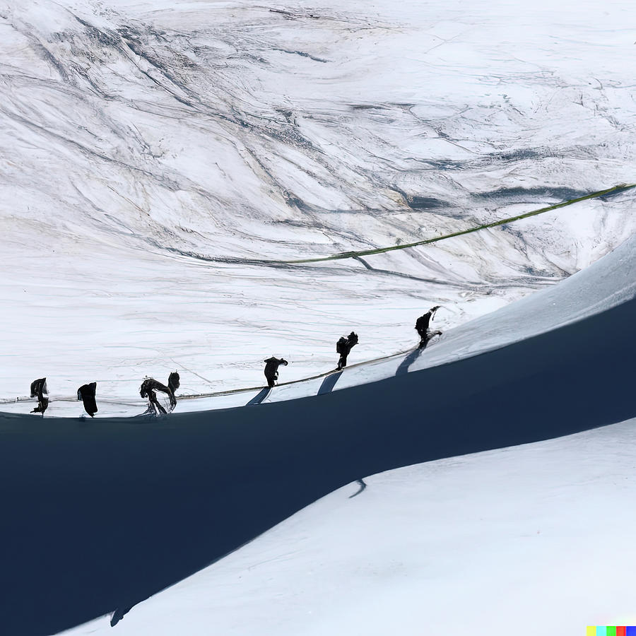 Roped Climbers On Glacier With Crevasses Photograph by Steve Estvanik