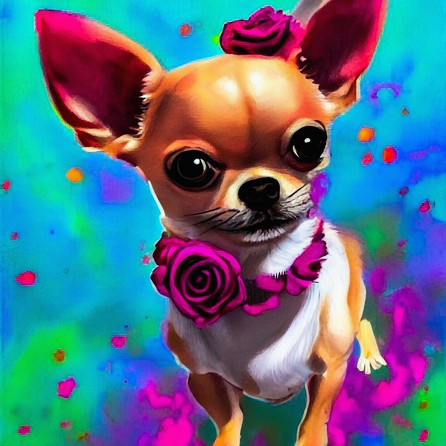 Rose Princess Chihuahua Dog Digital Art by Adrien Efren - Fine Art America