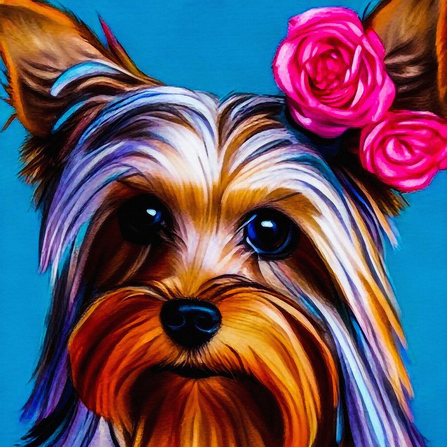 Rose Princess Yorkshire Terrier Dog Digital Art by Adrien Efren - Fine ...