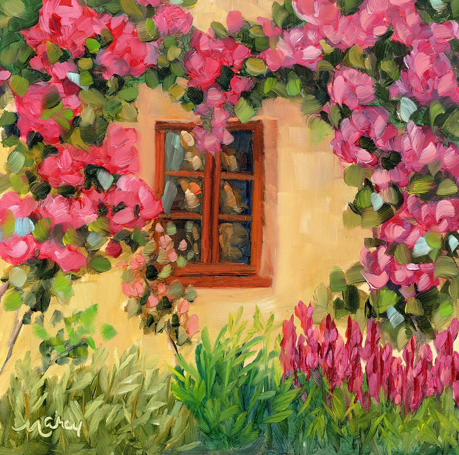Roses at My Window #2 Painting by Marcy Brennan