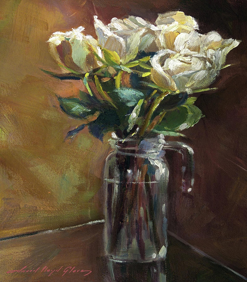 Roses Blanc #1 Painting by David Lloyd Glover