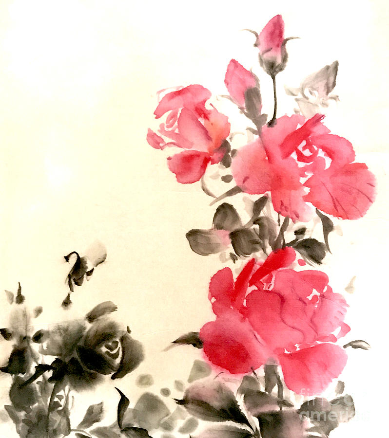 Roses #1 Painting by Fumiyo Yoshikawa