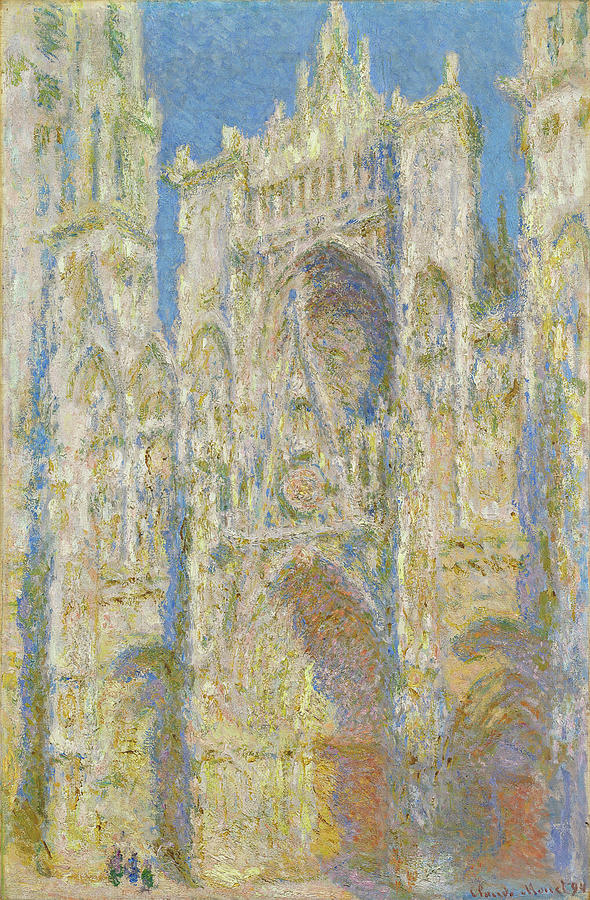 Claude Monet Painting - Rouen Cathedral, West Facade, Sunlight #1 by Claude Monet